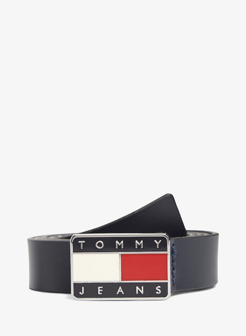 TOMMY JEANS Heritage Plaque Buckle Leather Belt - Image 1